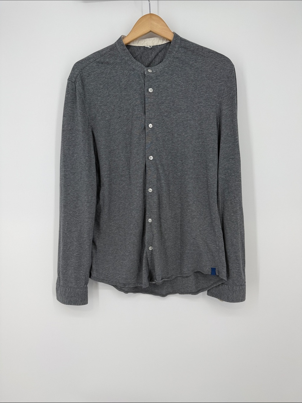 Kit and Ace Men's Grey Button-Up Mandarin Collar Shirt